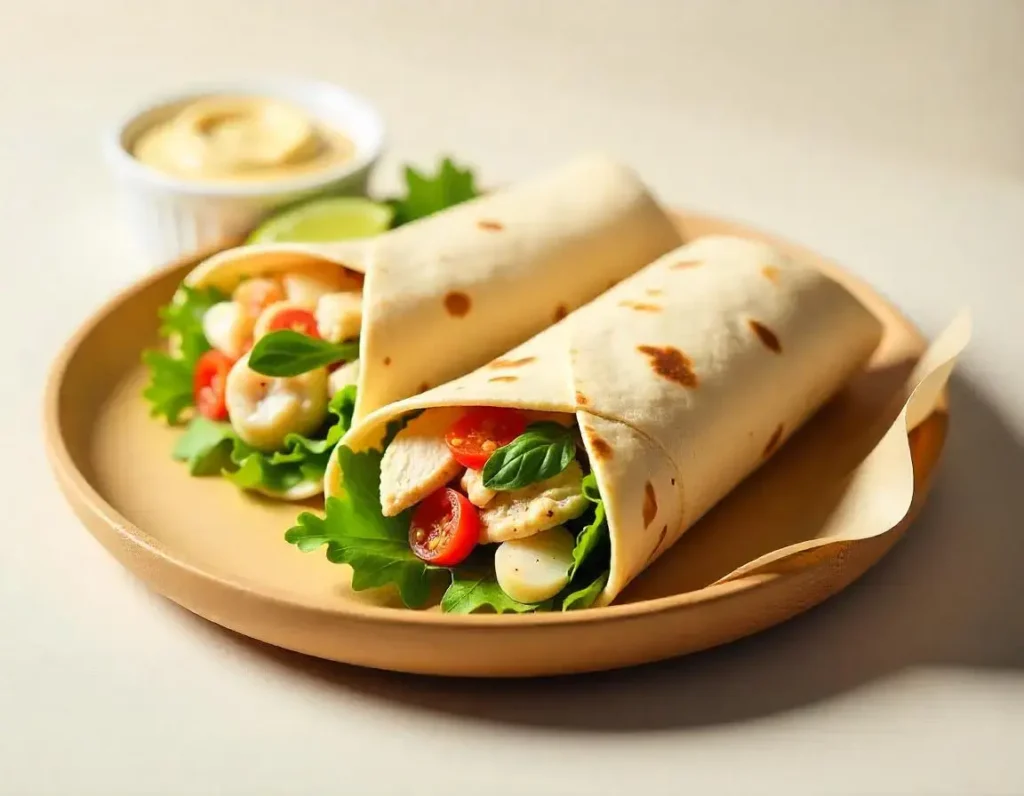 Wrap de Pollo y Espinacas con Hummus